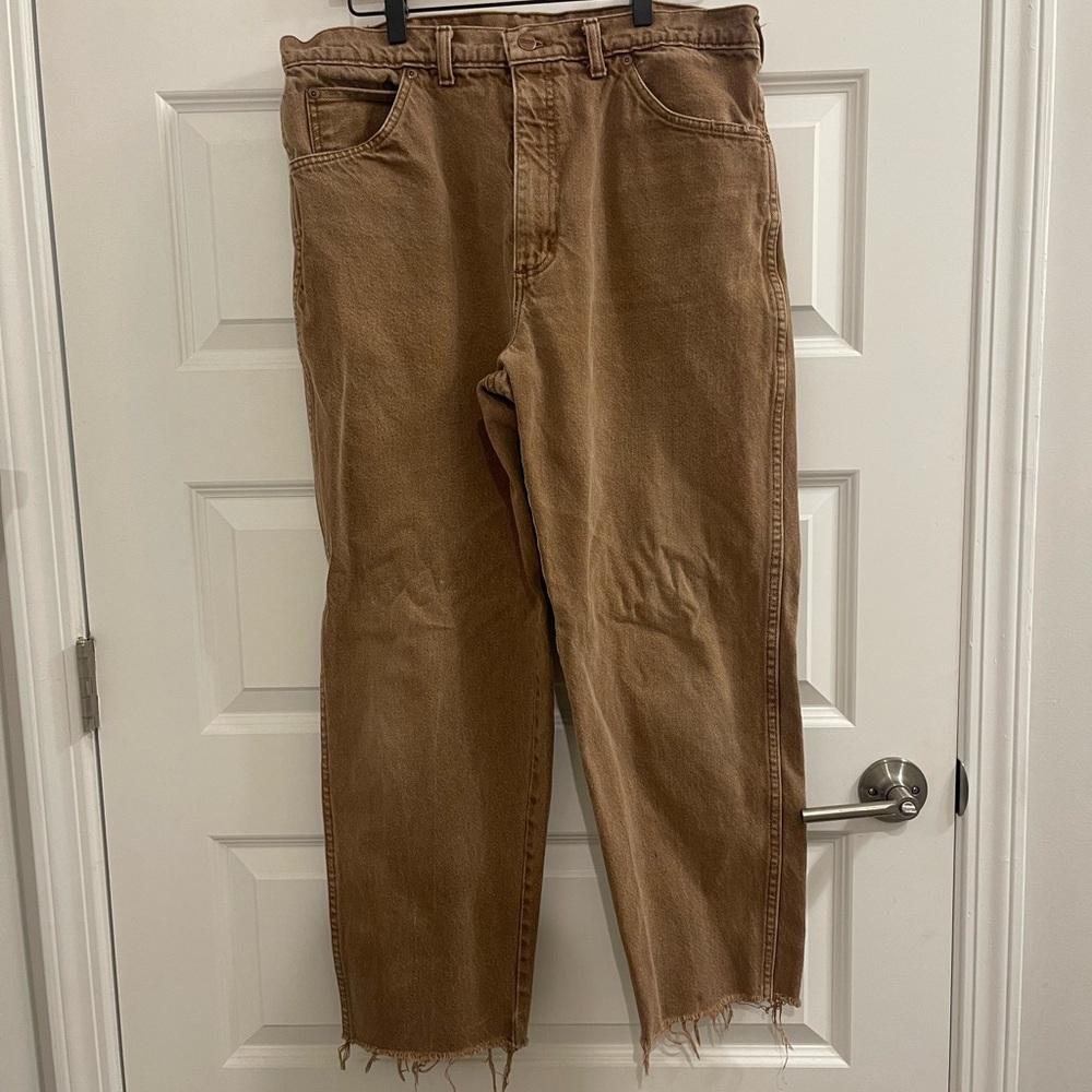 Lands’ End Men’s Brown Frayed Hem Jeans W36 L29